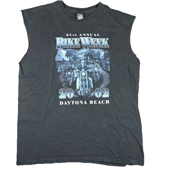 Vtg 2002 Daytona Beach Bike Week T Shirt 2X Motorcycle Rally Cut Off Muscle Tank - Picture 1 of 7